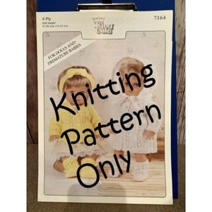 New King Cole 7164 Dolls Premature Babies Cardigan Matinee Set Knitting Pattern